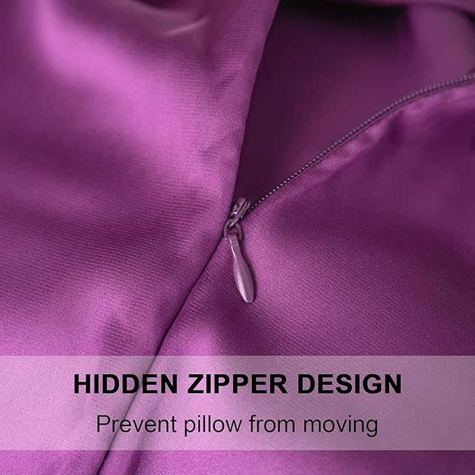 Mulberry Silk Pillowcase for Hair and Skin,King Size Cooling Silk Pillow Case with Hidden Zipper,Allergen Proof Dual Sides Soft Breathable Smooth Silk Pillow Cover for Women(King,Purple)