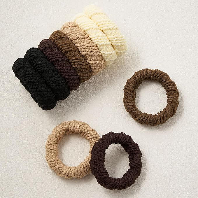 10 Pcs No Damage Hair Ties Thick Hair Elastic Rubber Bands Hair Accessories Scrunchies Seamless for Women