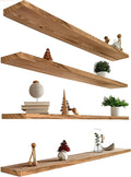48 Inch Floating Shelves for Wall Rustic Light Wood Wall Shelves for Bedroom Set of 4