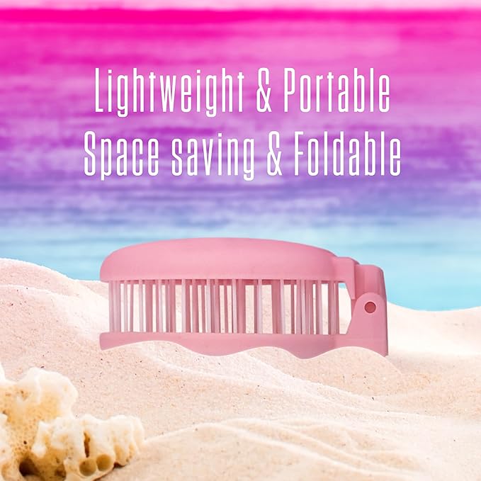 Mini Detangler Travel Hair Brush with Mirror, Makaron Hair Brushes for Women, Men and Kids, Unique 3D Flexible Design for All Hair Types, Styling Accessory, Travel Essentials for Women (PINK)