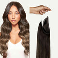 Luxy 100% Remy Human Hair – Halo Clip-In Hair Extensions –Natural Looking Volume & Length - One-Piece - Easy 5-Min Application 160 grams 16" Mocha Bronde Balayage