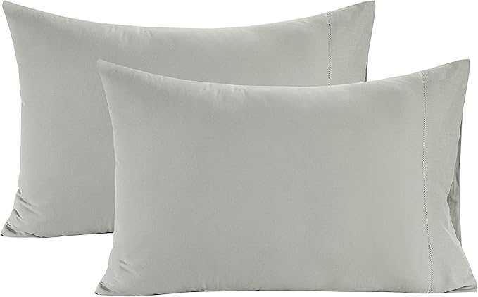 Lane Linen 100% Organic Cotton Pillow Cases Standard Size Set of 2 (20"x26") - Cotton Pillowcases Standard Size - Soft Sage Green Pillow Cases Set of 2 - Standard Pillow Case Pack of 2 - Mineral