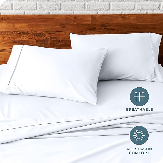 Bare Home Microfiber Pillow Cases - King Size Set of 2 - Cooling Pillowcases - Double Brushed - White Pillowcases 2 Pack - Easy Care (King Pillowcase Set of 2, White)