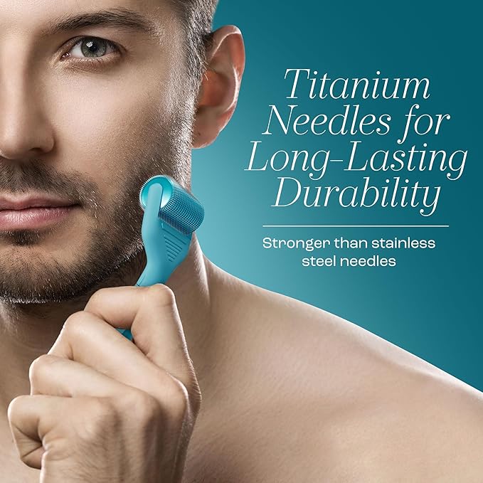 Scalp Derma Roller – 0.25mm Microneedling Tool for Hair & Scalp – 1200 Titanium Needles, Replaceable Head, CE Certified – Hair Care for Men & Women – Proudly Canadian