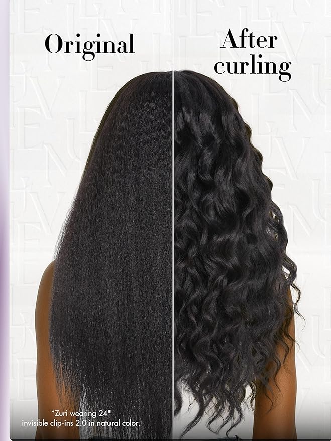 LUVME Invisible Clip in Hair Extensions, Kinky Straight Real Human Hair 20 Inch 2 Pack 220g 14pcs Clip ins Hair Extensions Natural Black for Women