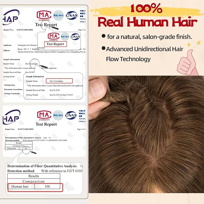 Rich Choices Human Hair Toppers for Women-100% Real Remy Hair Topper No Bang-Upgraded 150% Density 9 * 12CM Lace Base-Clip in Hairs Topper for Thinning Hairs-14Inch #4 Medium Brown