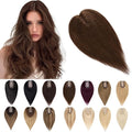 SEGO Human Hair Toppers for Women With Thinning Hair, 7 * 13CM Silk Base 100% Real Human Hair Clip in Top Wiglet Hairpieces -6 Inch No Bangs Medium Brown