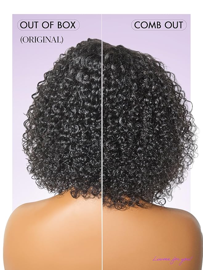 LUVME HAIR Wet and Wavy 5x5 Closure Water Wave Short Curly Bob Glueless Wigs Human Hair Pre Plucked Pre Cut Lace Side Part 100% Human Hair Wig 12 Inches