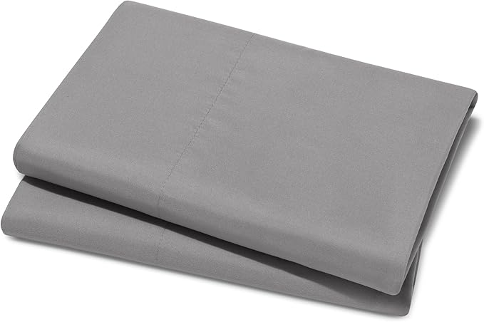 Bare Home Microfiber Pillow Cases - Queen Size Set of 2 - Cooling Pillowcases - Double Brushed - Easy Care - Envelope Closure (Queen Pillowcase Set of 2, Light Grey)