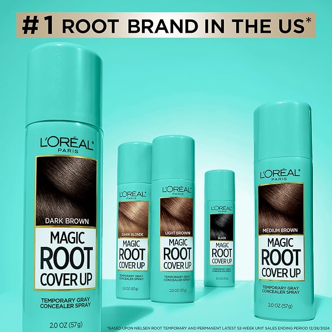 L'Oreal Paris Hair Color Root Cover Up Temporary Gray Concealer Spray, Light Brown, 2 Ounce