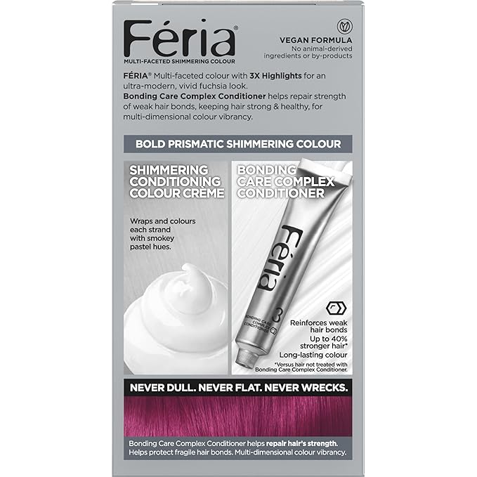 L'Oreal Paris Feria Multi-Faceted Shimmering Permanent Hair Color, 622 Fuchsia-cha, Pack of 2 Hair Dye Kit