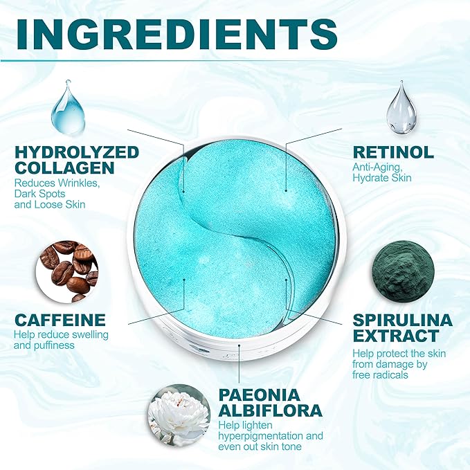 Under Eye Patches - Retinol & Collagen Infusion - Hyaluronic Acid for Hydration - Suitable for All Skin Types