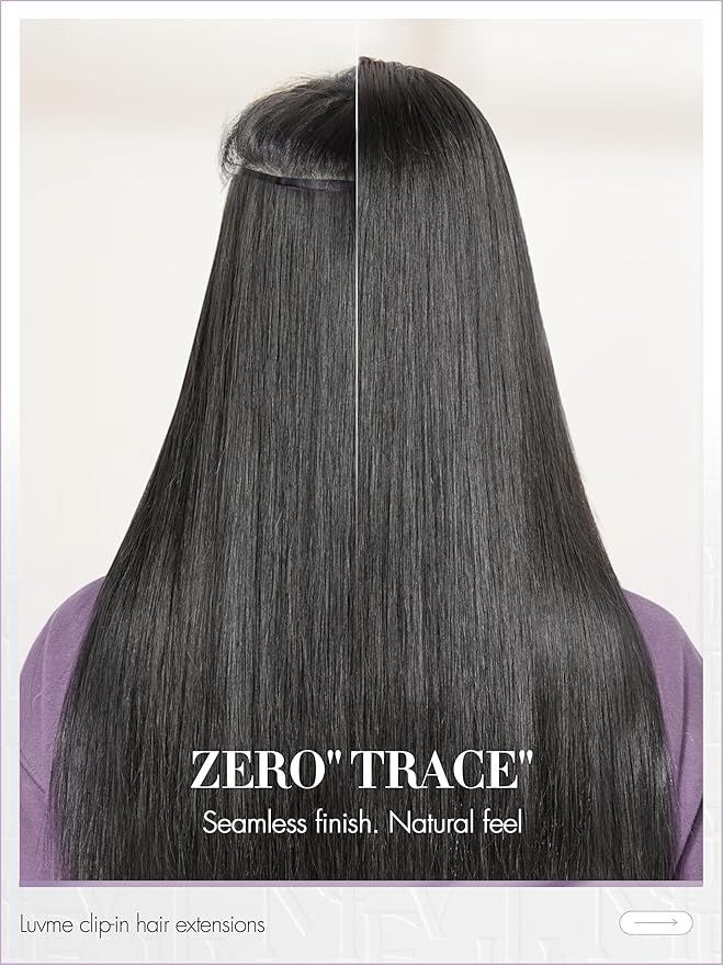LUVME Straight Seamless 70g 4Pcs Clip in Hair Extensions Full Max with 20inch Remy Human Hair Clip ins Extensions, Natural Black 100% Real Soft Hair