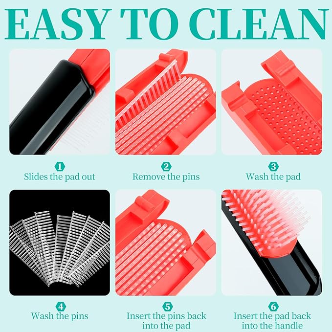 hair Brush Set for Afro America/African Hair, Textured 3a to 4c -Detangler Brush,9 row hair brush,Wide Tooth Comb,Rat Tail Comb (Green)