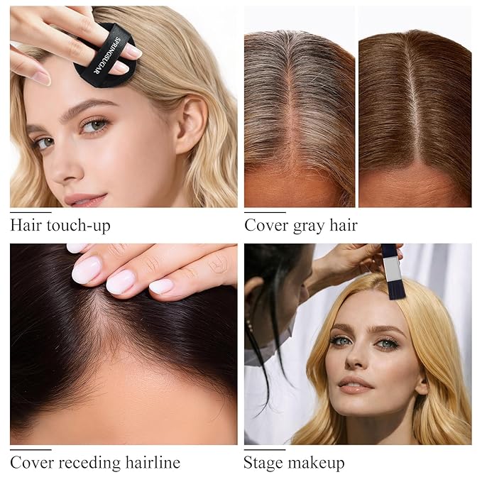 Root Touch Up Hair Color – 3 Color Blendable Hairline Powder for Gray Coverage, Root Cover Up & Thinning Edges – 48H Sweat Resistant, Natural Finish for Women & Men – Black