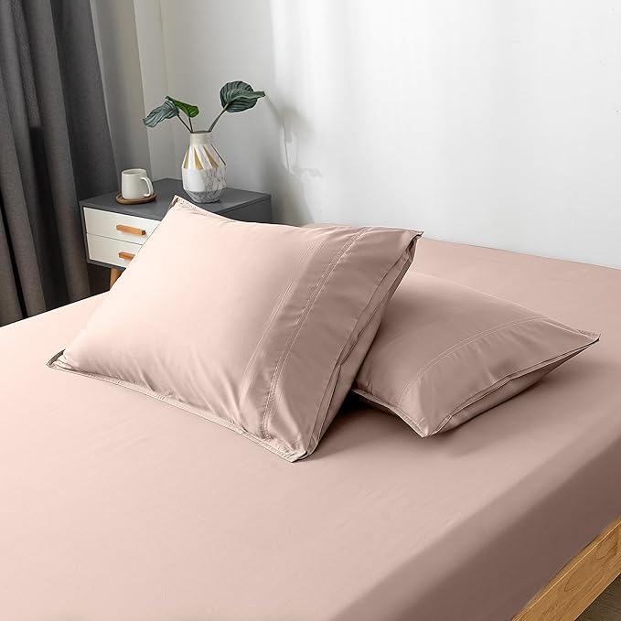 Bella Coterie | Luxury Bamboo Viscose Queen Size Pillowcase Set | 100% Organically Grown | Ultra Soft | Cooling | 2 Pcs [Dusty Rose]