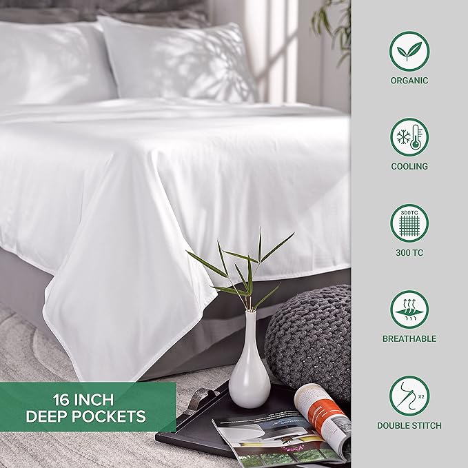 King Pillowcases by Pure Bamboo - Genuine 100% Organic Viscose Derived from Bamboo, Luxuriously Soft & Cooling, Double Stitching, Envelope Closure (2 King Pillowcases, White)