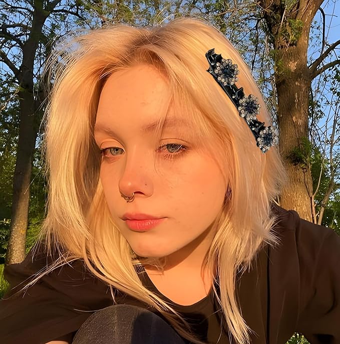 Sparkling Crystal Braided Hair Clips, Woven Hair Clips, New 2025 Women Styling Hair Clip, Women Flower Hair Accessories 4-Pack (rainbow colors)