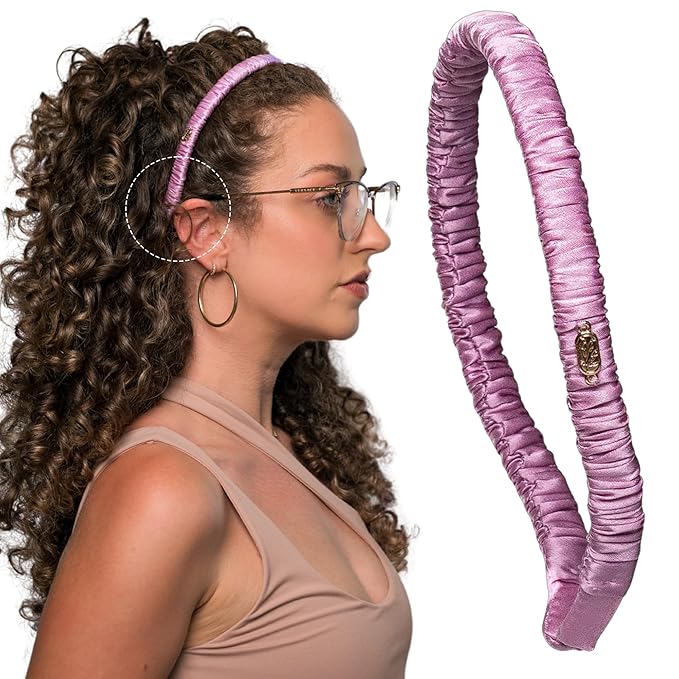 Curlfriend Collective Lilac Comfort Curve Silk Headband – Luxury 100% Mulberry Silk Hair Accessory, No-Headache Design, Anti-Frizz, Elegant Non-Slip Headband for Women, Stylish Everyday Look