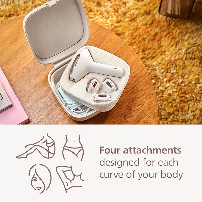 Philips Lumea 9000 Series IPL Hair Removal Device, Permanent Laser Hair Reduction for Women & Men, Easy & Comfortable Use at Home, SenseIQ, 4 Attachments for Body, Face, Bikini & Underarms, BRI984/03