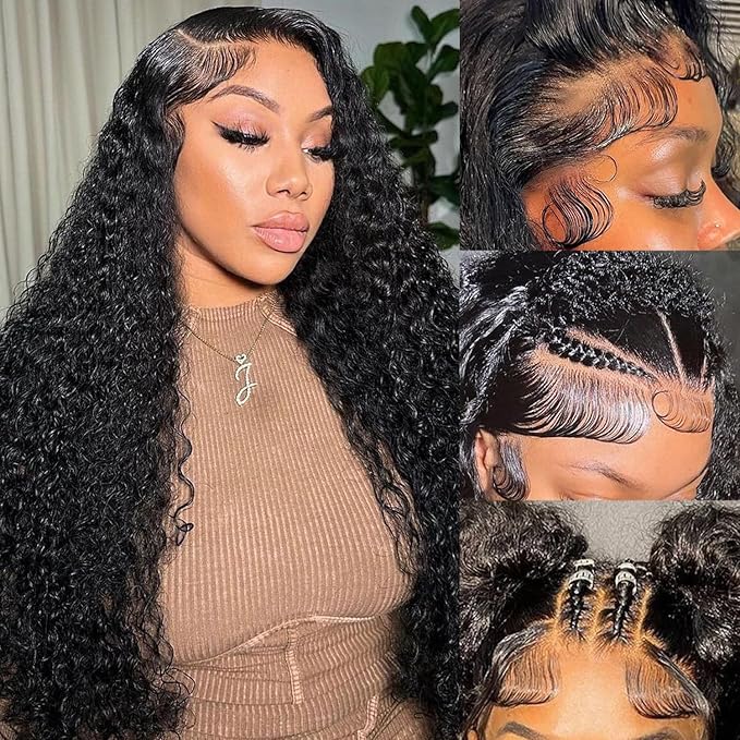 34 Inch Deep Wave Human Hair Lace Front Wig - 13x6 HD Lace Frontal, 200 Density, Pre-Plucked With Baby Hair
