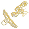2PCS Gold Music Note Rhinestone & Pearl Claw Clips, Large Metal Hair Clips, Bling Hair Accessories for Women & Girls