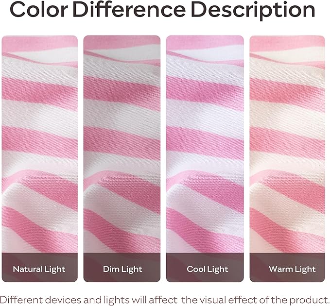 JELLYMONI 100% Natural Cotton Striped Standard Pillowcases Set, 2 Pack Pink Striped Pattern Printed Pillow Covers with Envelope Closure(Pillows are not Included)