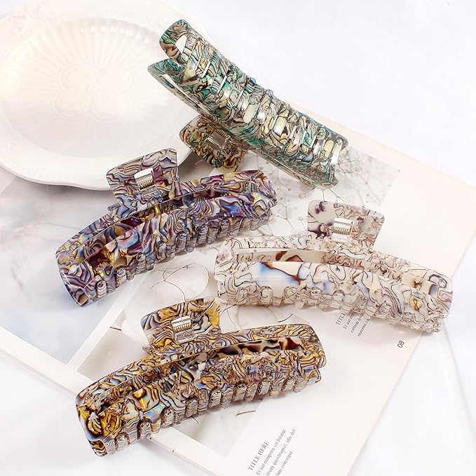 Jayongnee Large Rectangle Non-Slip Hair Clips for Women and Girls - Strong Hold Jaw Clamps for Thin/Medium Thick Hair