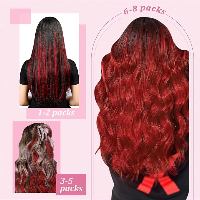 YoungSee Red I Tip Hair Extensions 18 Inch I Tips Hair Extensions Real Human Hair Colored Itip Extension Red 30s 25g Color Hair-Extension for Women Girls Cosplay