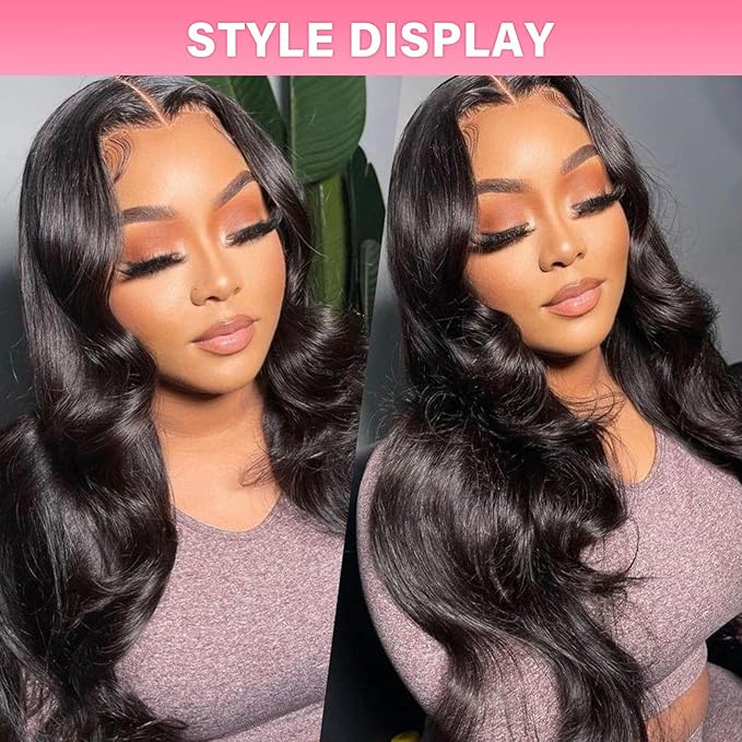 WOWANGEL 13x6 HD Lace Front Wigs Human Hair Body Wave Pre Plucked SKINLIKE 0.1mm Extremely Thin Real HD Lace Front Wigs 180% Density Glueless Human Hair Wigs for Women 18 Inch