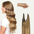 Luxy 100% Remy Human Hair – Halo Clip-In Hair Extensions –Natural Looking Volume & Length - One-Piece - Easy 5-Min Application 140 grams 16" Bronde Balayage Halo