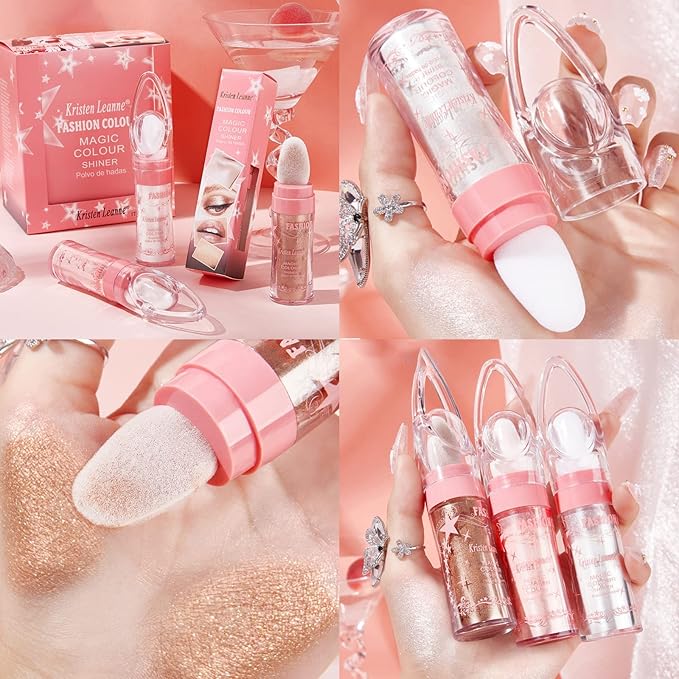 Polvo De Hadas Fairy Highlight Patting Powder Body Brightens the Natural Three-dimensional Patting Powder Blusher(01# White Moonbeam)