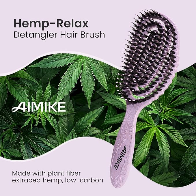 AIMIKE Hair Brush, Dual Soft Boar & Nylon Bristles HairBrush for Fine Hair, Shine Boost & Frizz Control Hair Brush for Women, Soft Bristle Brush For Slick Back, Volume and Shine, Best Gift for Women