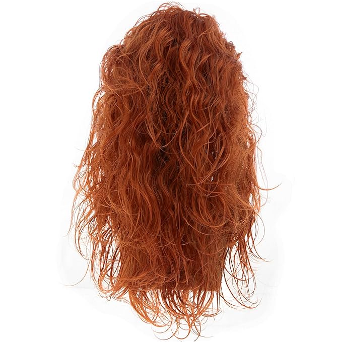Baruisi Long Curly Wavy Orange Wigs for Men Synthetic Natural Party Halloween Cosplay Hair Wig