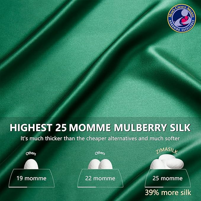 ZIMASILK 25 Momme 100% Pure Mulberry Silk Pillowcase for Hair and Skin Care, Highest Grade 6A Pillow Cases for Women, Long-Lasting Durablity, Gift for Women Men, 1Pc (Standard 20"x26", Blackish Green)