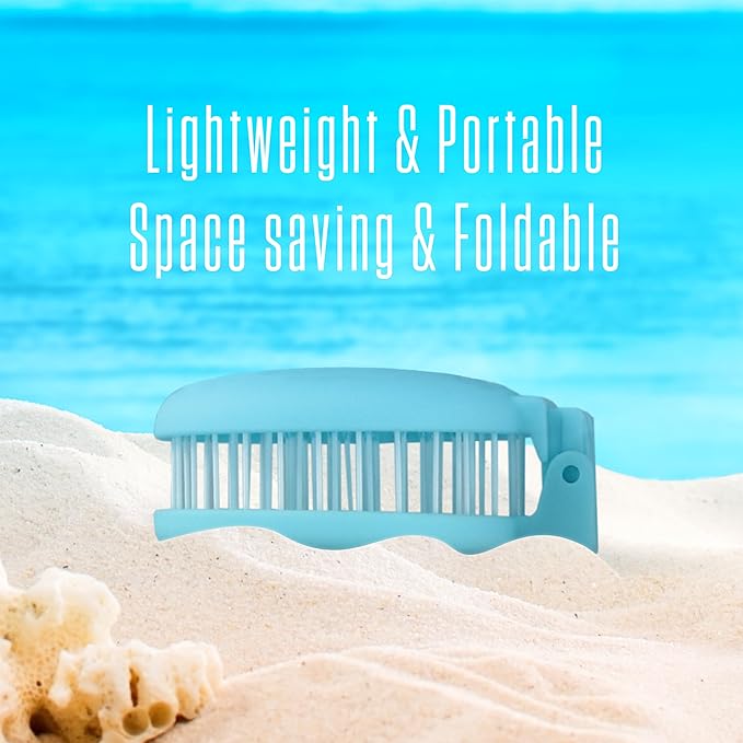 Mini Detangler Travel Hair Brush with Mirror, Makaron Hair Brushes for Women, Men and Kids, Unique 3D Flexible Design for All Hair Types, Styling Accessory, Travel Essentials for Women (BLUE)