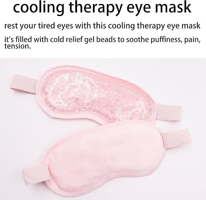 Gel Gel Eye Mask, Cooling Eye Mask Reusable Eye Ice Pack Under Eye Patches, Eye Hot Cold Treatment Pack for Redness, Pain Relief and Eye Relax (Pink - 2count)