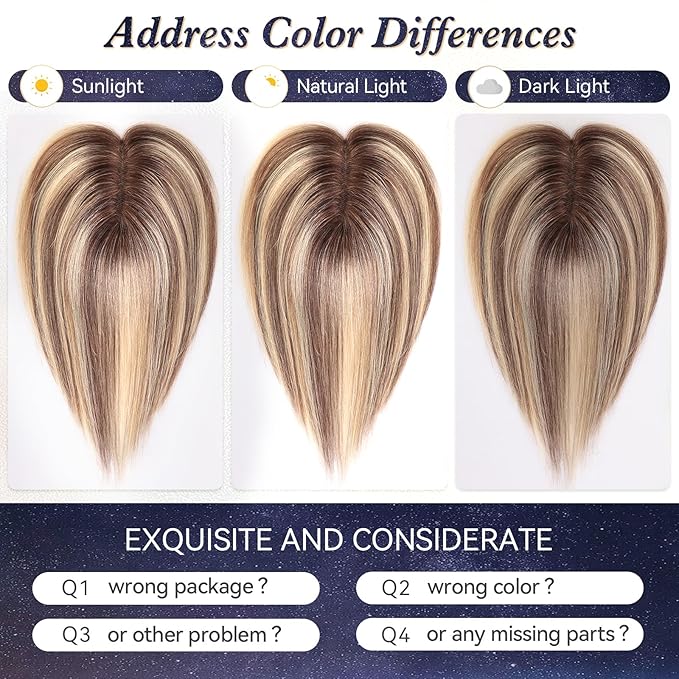starluck Real Human Hair Toppers for Women 10 Inch Human Hair Topper no Bangs, 3 * 4.5 inches Swiss Base Suitable for ThinningHair Cover Grey Roots(Ash Blonde)