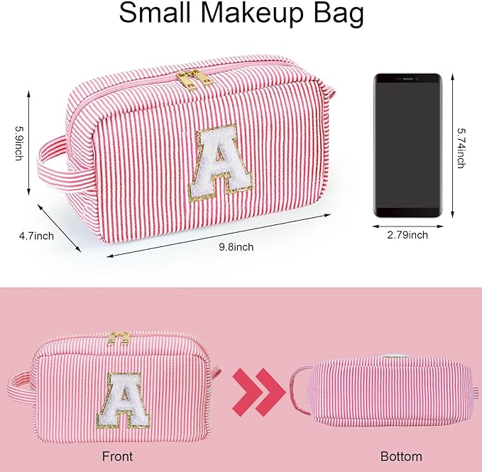 YOOLIFE Graduation Gifts for Girls Teen Girls - Class Of 2024, Personalized Graduation Gifts for Her, Graduation Party Favor, Monogram Initial Pink Makeup Bag for Teen Girl Gifts Trendy Stuff G