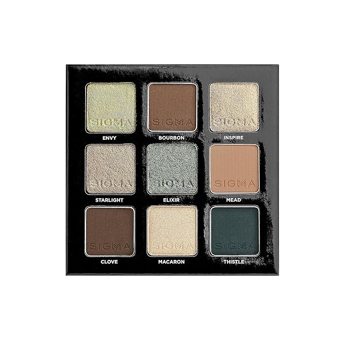 Sigma Beauty On-the-Go Eyeshadow Palette - Ivy - 9 Bold Eyeshadow Shades in Matte, Shimmer and Metalic Finishes - Highly Pigmented Vegan Eye Makeup Palette - Clean Beauty Products