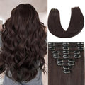 Dark Brown Clip in Hair Extensions Real Human Hair Invisible Seamless Remy Human Hair Clip in Extensions for Women 18 Inch 100g, 8pcs Per Set with Double Weft