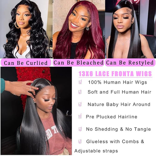 13x6 Lace Front Wigs Human Hair for Women 180 Density 32 Inch Straight Lace Front Wigs HD Transparent Frontal Wigs Human Hair Lace Front Wigs Pre Plucked with Baby Hair Glueless Wigs