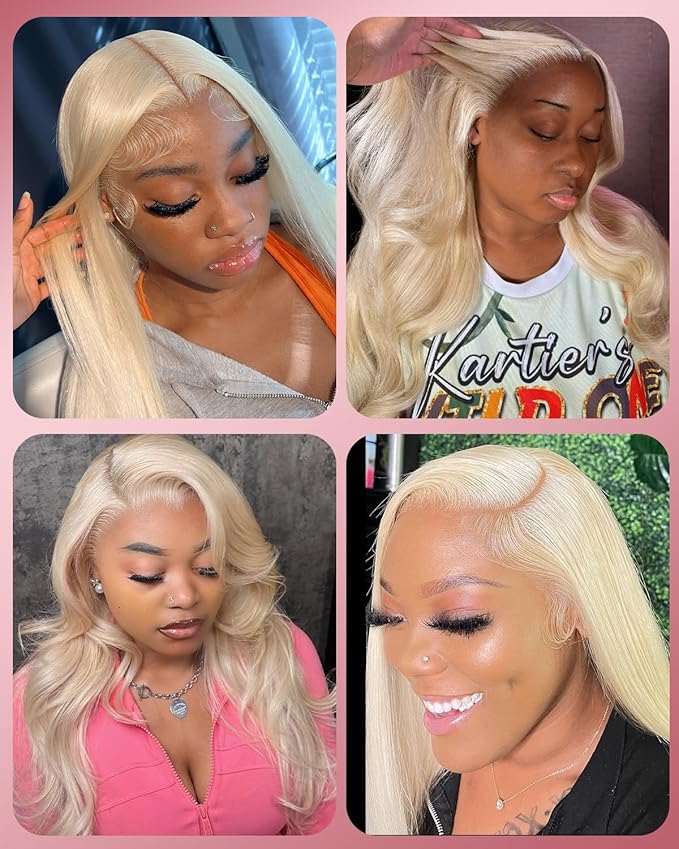 Alididi Skinlike Real Hd 613 13x6 Lace Front Wig Human Hair Pre Plucked Bleached Knots 200% Density 0.10mm Ultra-Thin Invisible Lace Blonde Wig Human Hair Body Wave For Women 20 Inch