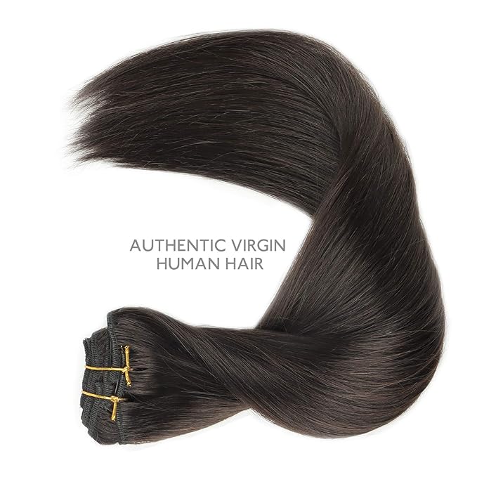 WENNALIFE Clip in Hair Extensions, 150g 22 Inch 9pcs Dark Brown Remy Hair Thicker Double Weft Extensiones De Cabello Humano Con Clip Ins Straight Full Volume