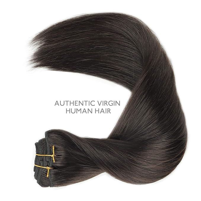 WENNALIFE Clip in Hair Extensions Real Human Hair, 22 Inch 160g 7pcs Dark Brown Remy Hair Straight Natural Extensiones De Cabello Humano Con Clip Ins