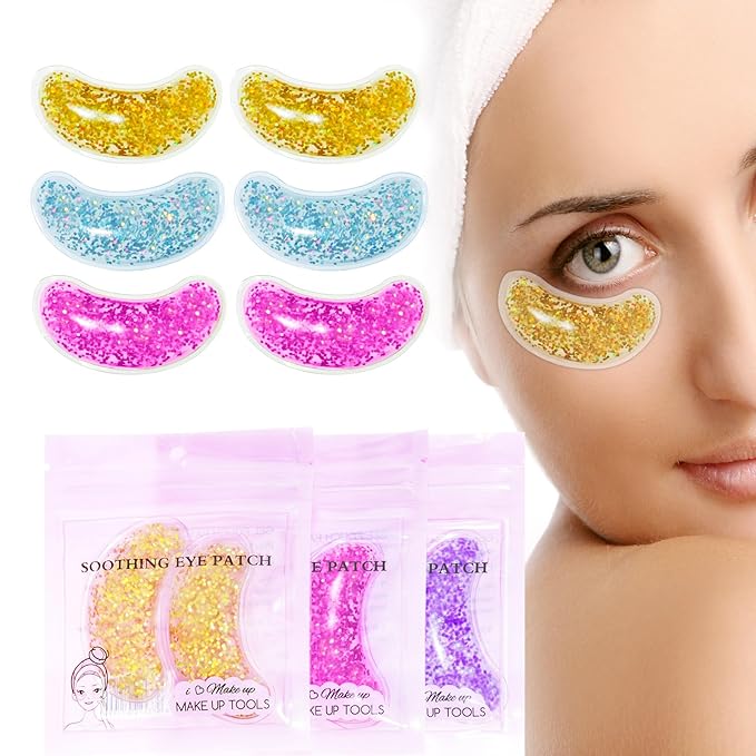 Under Eye Patches for Puffy Eyes, Hot Cold Treatment Cooling Gel Eye Pads Eye Mask for Wrinkles Dark Circles Puffiness Eye Bags 6PCS