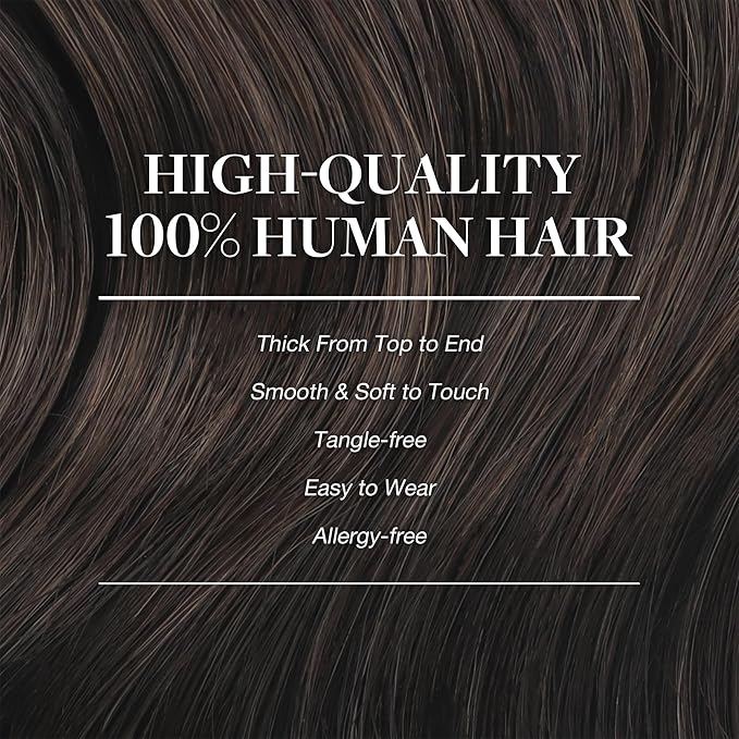 GOO GOO Clip in Hair Extensions Real Human Hair, Remy Human Hair Extensions Clip ins for Women, Natural Human Hair, 22inch 150g 9Pcs, 2 Dark Brown