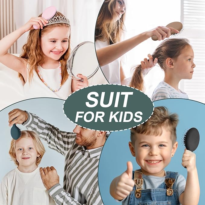 Mini Boar Bristles Hair Bursh, Travel Size Hair Brush for Women Men Kids, Protable Small Hair Brushes for Pockets Purses, Mini Hair Brush for Smooth Add Shine (1 Pack-Green)