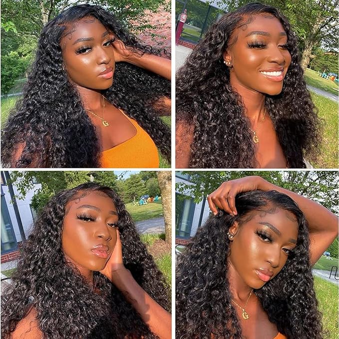 13x6 Lace Frontal Wigs Virgin Curly Human Hair Wigs 250% Density 20 Inch Deep Wave Lace Front Wigs Human Hair 13x6 Full Lace Front Wigs Pre Plucked for Women Natural Color