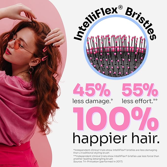Wet Brush Detangling Brush, Original Detangler Brush (Pink) - Wet & Dry Tangle-Free Hair Brush for Women & Men - No Tangle Soft & Flexible Bristles for Straight, Curly, & Thick Hair (Pack of 2)